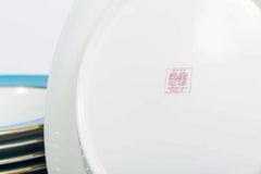 Set of Ten 19th Century Minton China Turquoise Rimmed Bowls