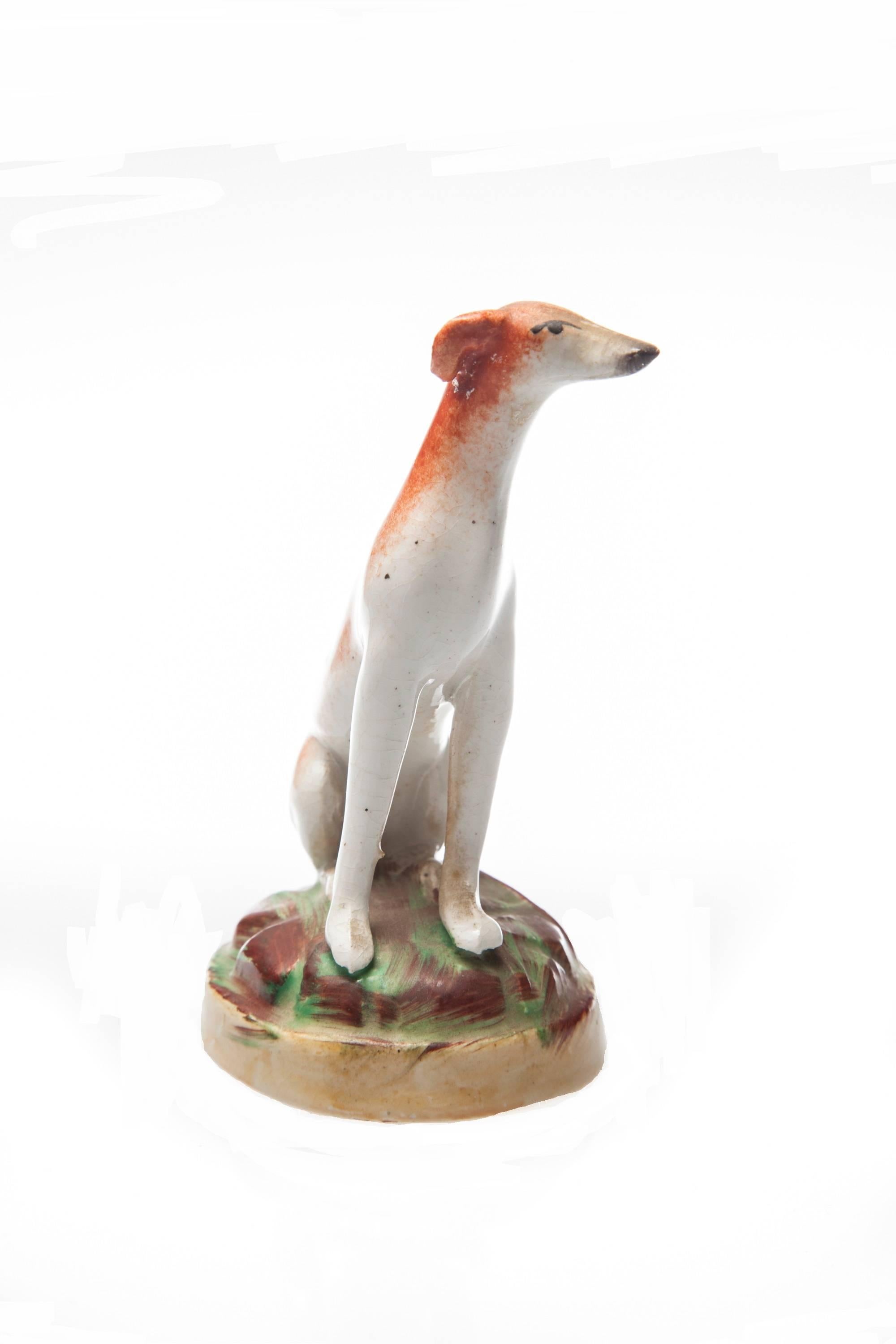 English Staffordshire Greyhound Whippet Porcelain Figurine.