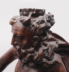 18th Century Wood Carved Figure of Poseidon
