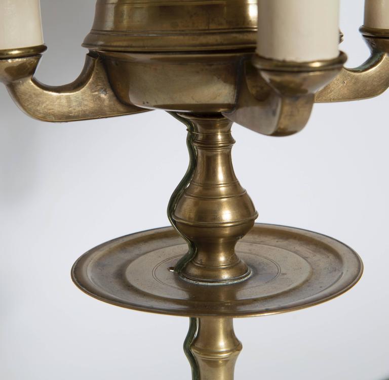 Brass Candelabra Style Lamp with Shade For Sale at 1stdibs