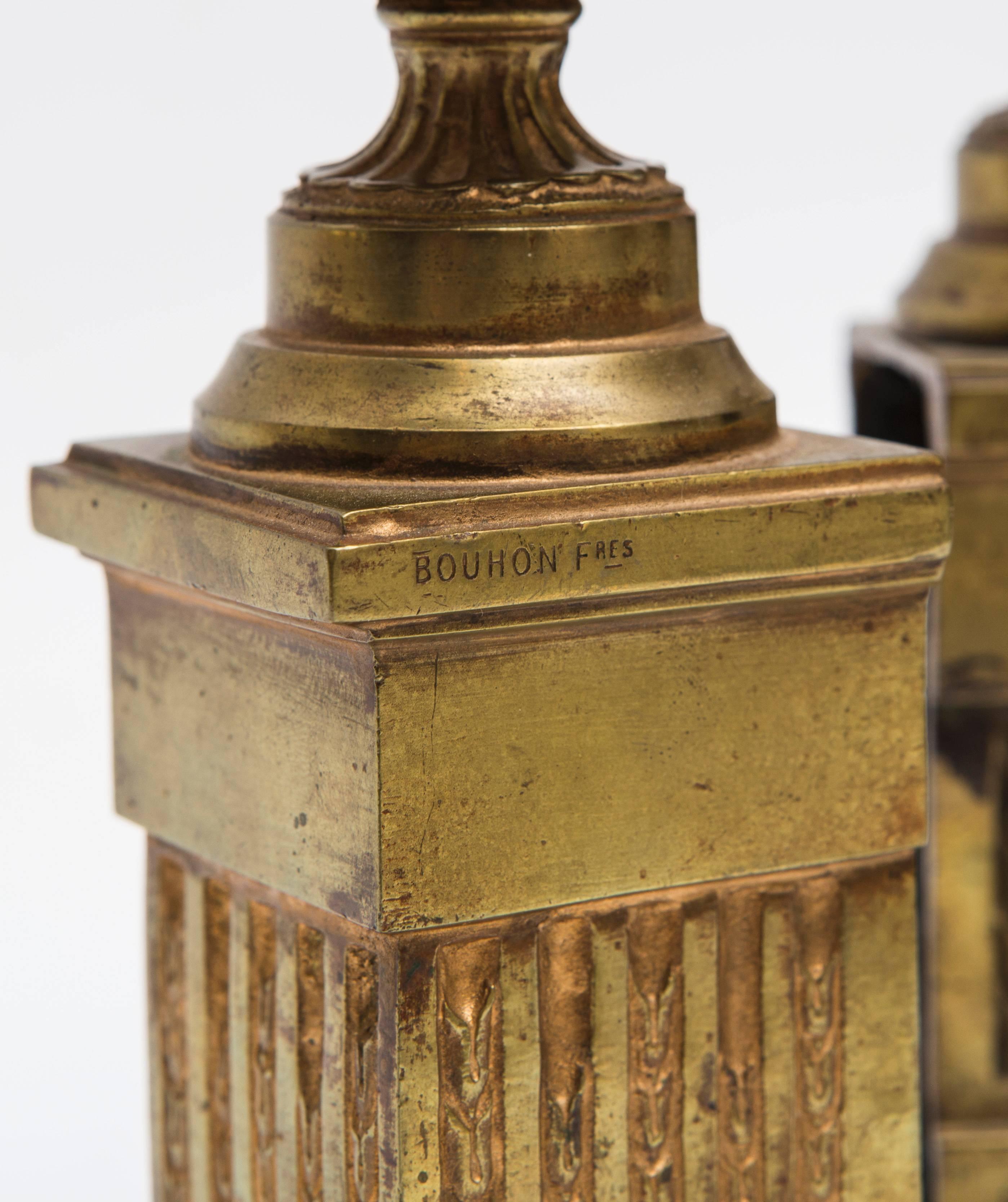 19th Century Brass Flame Torch Bookends 1
