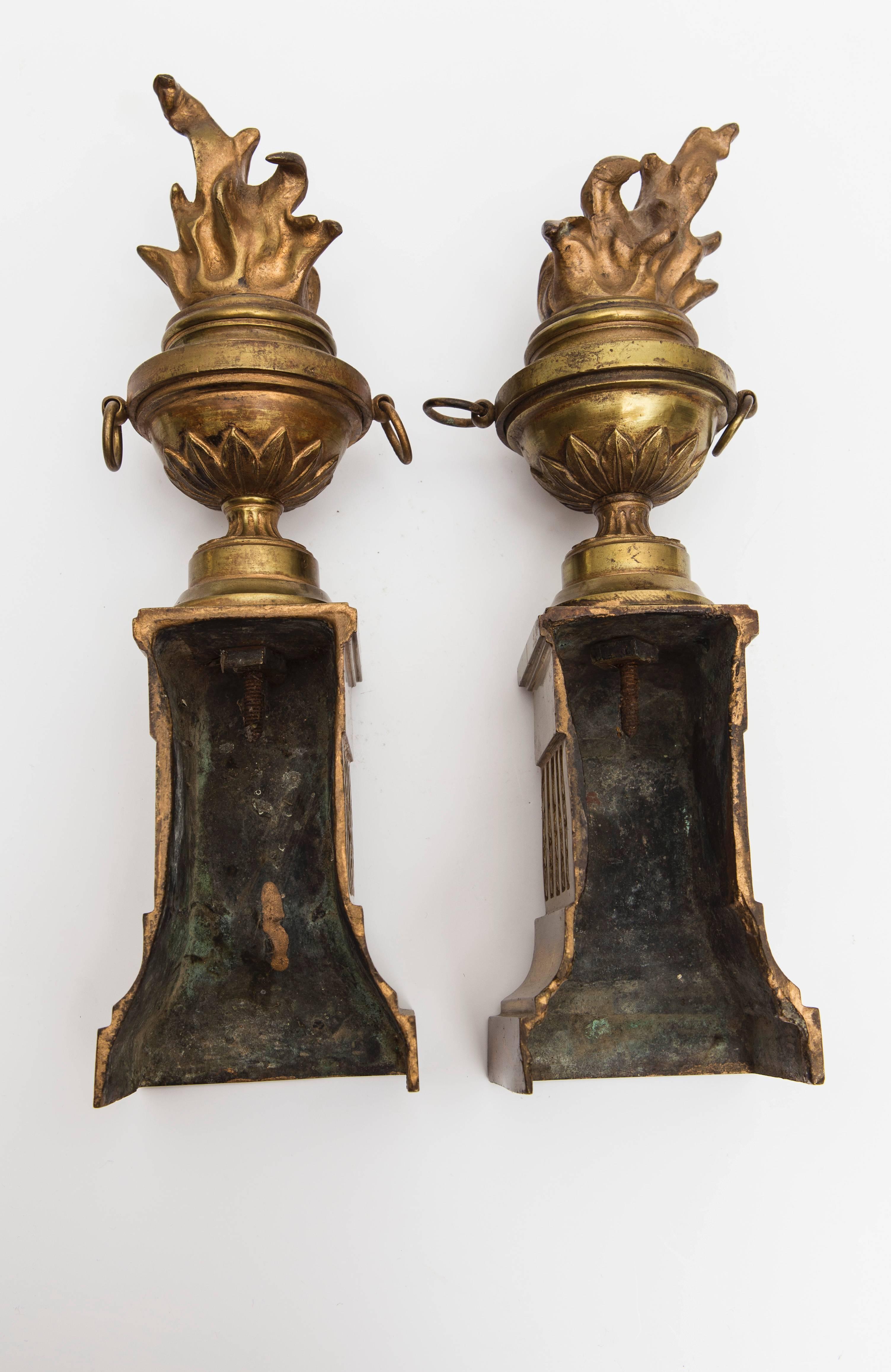 19th Century Brass Flame Torch Bookends 3