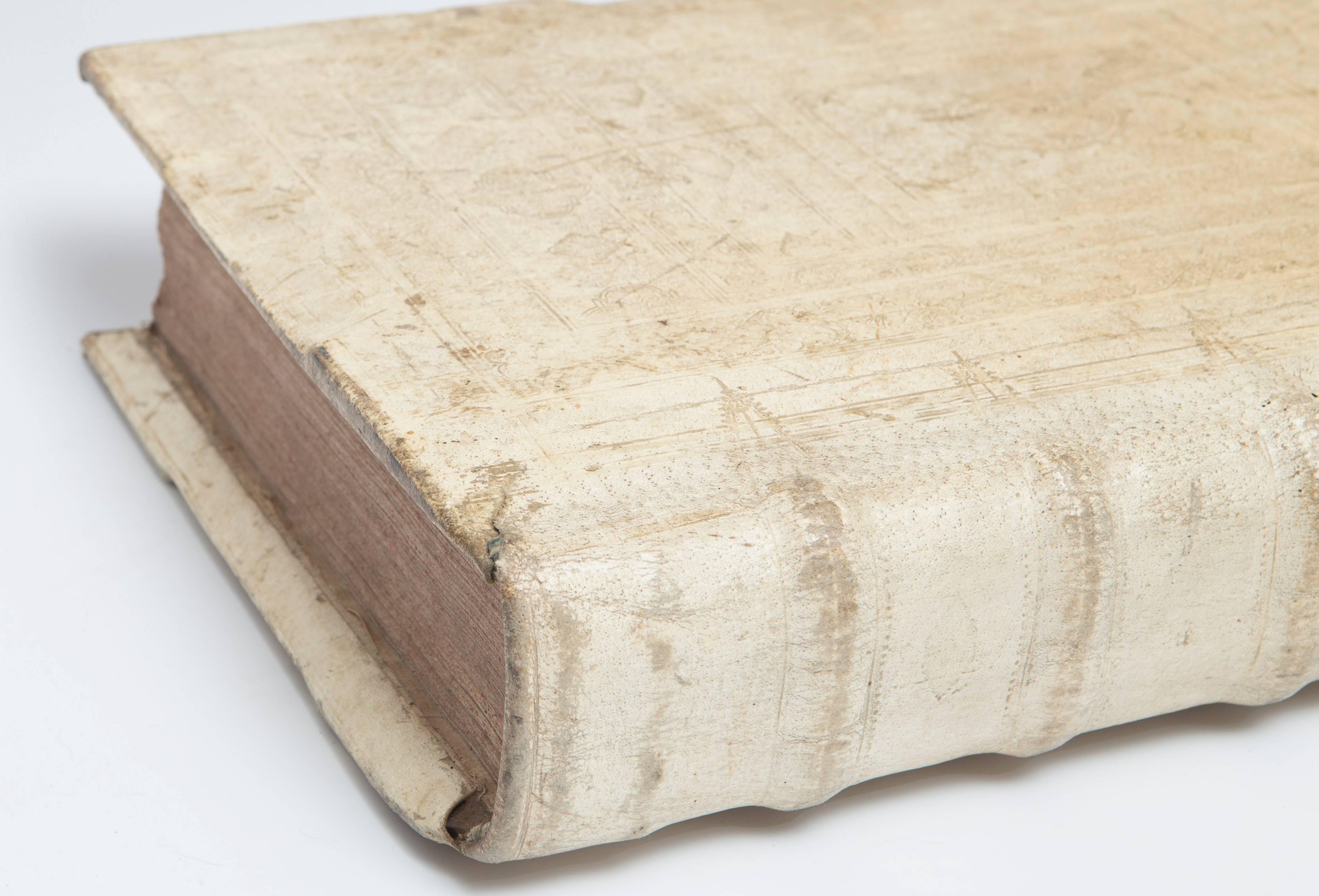 Italian 17th Century Large All Vellum Book with Music Score Pages with Iron Closures For Sale