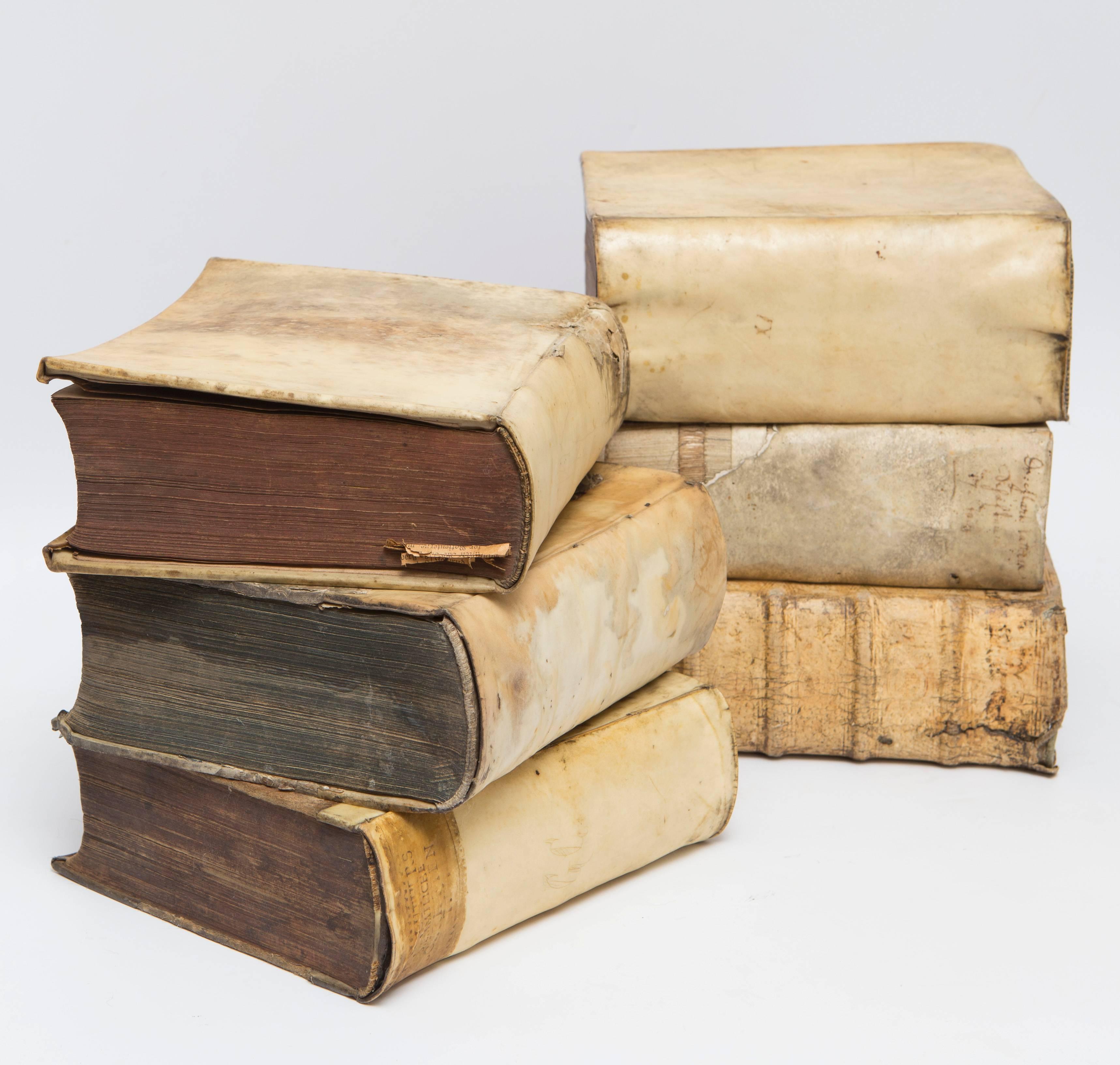 Collection of 6 Vellum books are all similar in size and date from the 17th and 18th Century. I have put together this particular set because of the size and the similar look.  Please also view the other collections I have on my site.  All Vellum