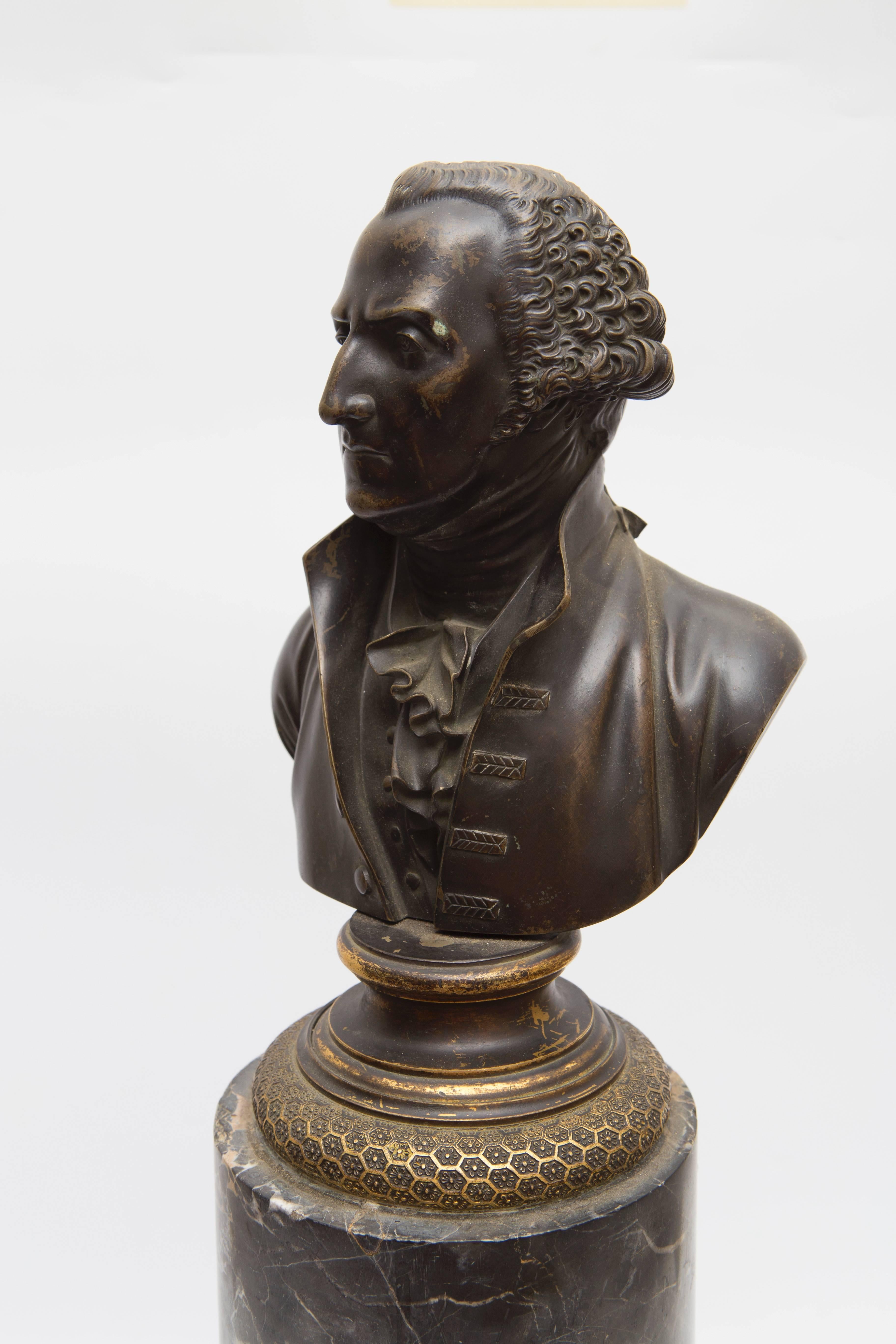 Bust of George Washington on solid marble column with nice detailing on the bust and the column. Very heavy item.