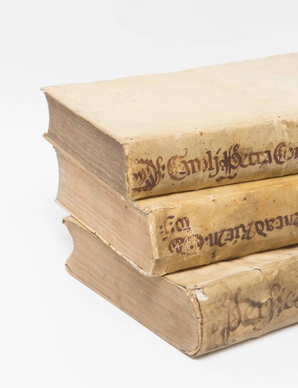17th Century Vellum Books Set of Three at 1stdibs