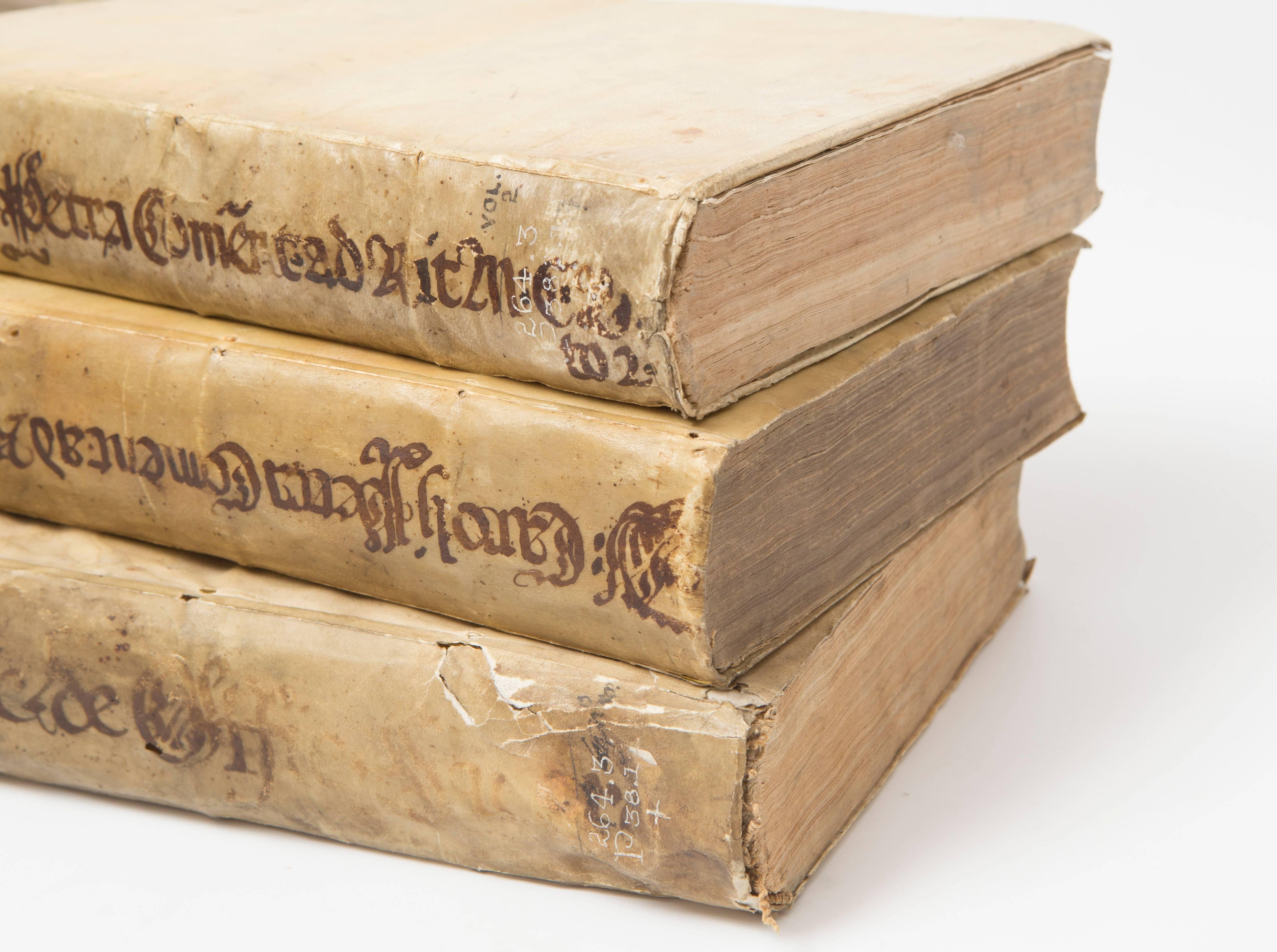 17th Century Vellum Books Set of Three In Good Condition In Nashville, TN
