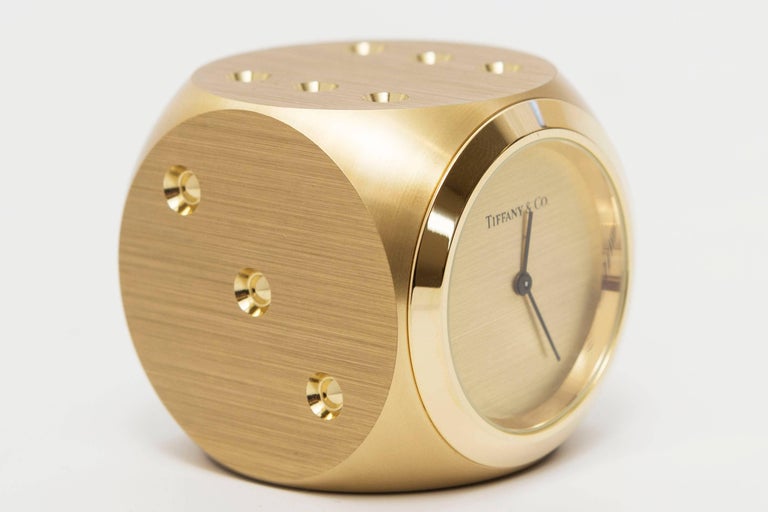Tiffany Doré Bronze Dice Clock at 1stDibs