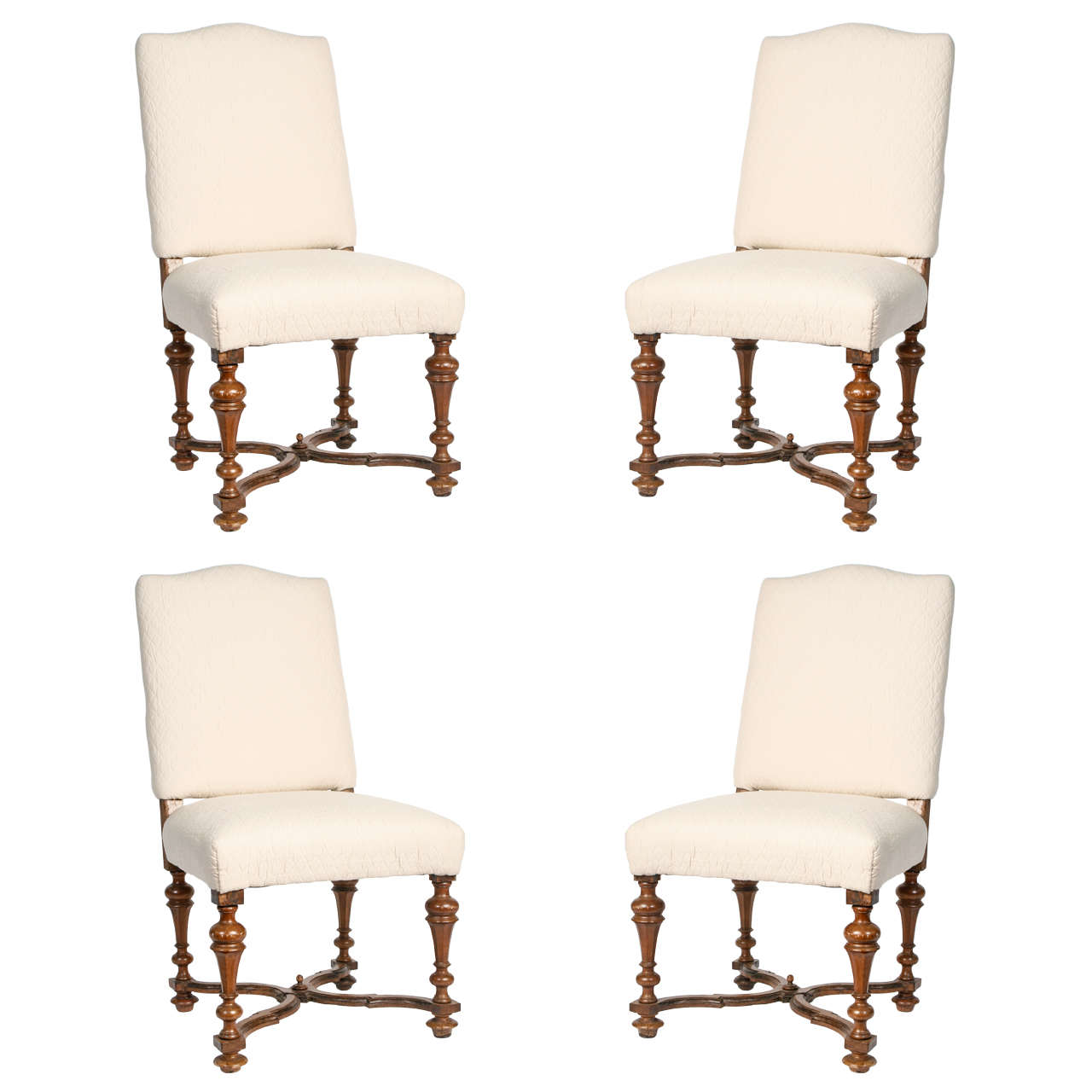 Early 19th Century Set of Four Italian Walnut Side Chairs For Sale