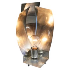 Rare Avant-Garde Table Lamp or Light Sculpture in Polished Aluminium 1960s