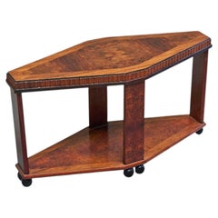 Beautiful Diamond Shaped Art Deco Side or Center Table in Burl Wood Europe 1930s