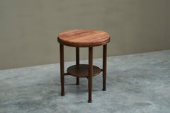 Art Deco Side or Gueridon Table in Solid Oak and Red Travertine 1930s