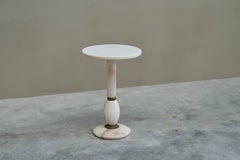 Art Deco Side Table in Carved Alabaster and Patinated Brass Italy 1940s