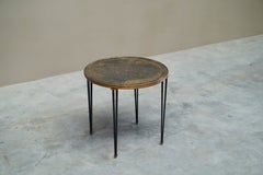 Wonderful Mid Century Side Table in Wrought Iron and Verre Eglomisé