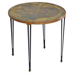 Wonderful Mid Century Side Table in Wrought Iron and Verre Eglomisé