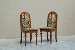 A Pair of Art Deco Side Chairs in Solid Wood and Tapisserie Europe 1930s