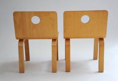 Pair of Circle Cut-Out Child Chairs in Molded Plywood attributed to Alvar Aalto