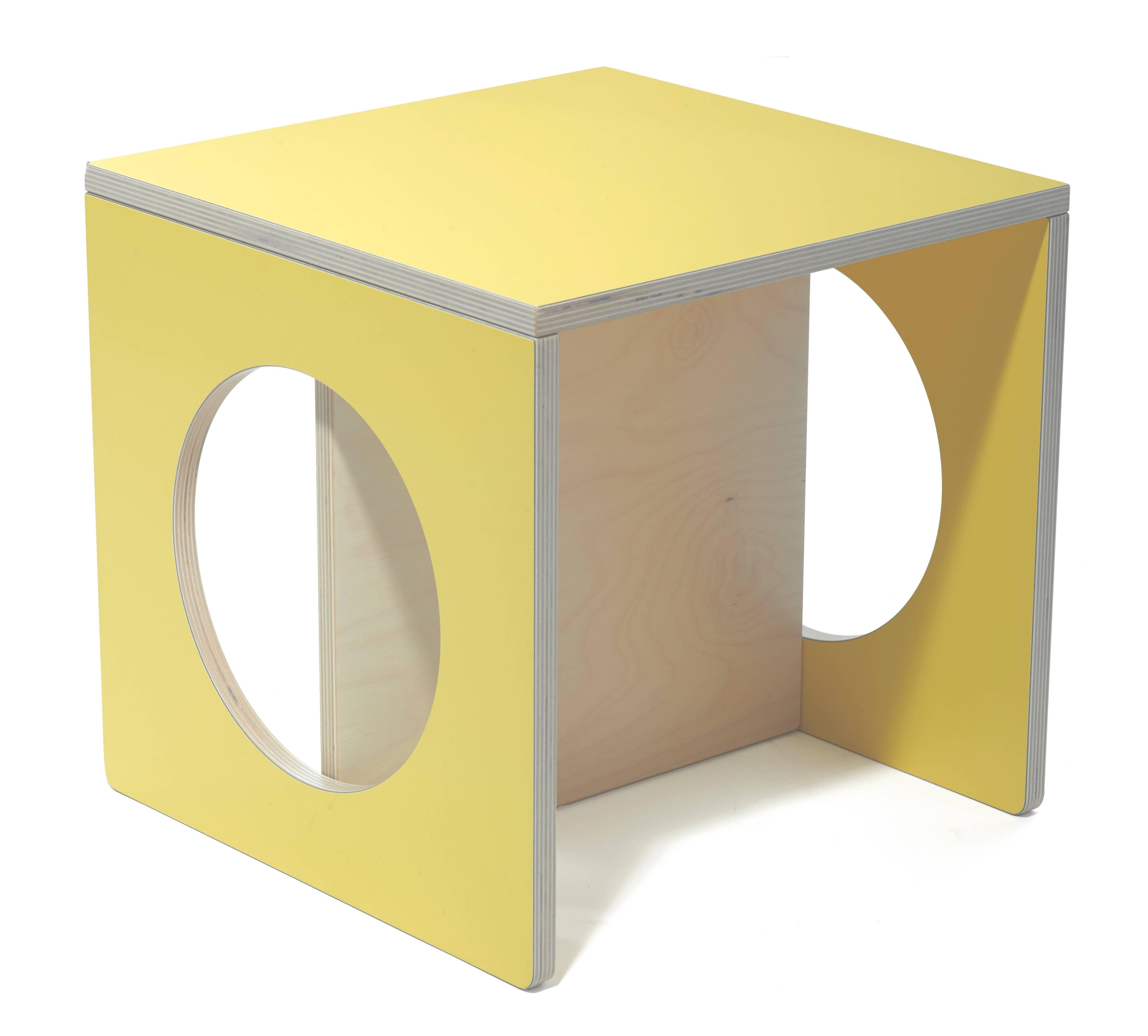 Contemporary Cube: Bench/Table and Chair/Table in Laminated Birch Plywood by Small Design For Sale