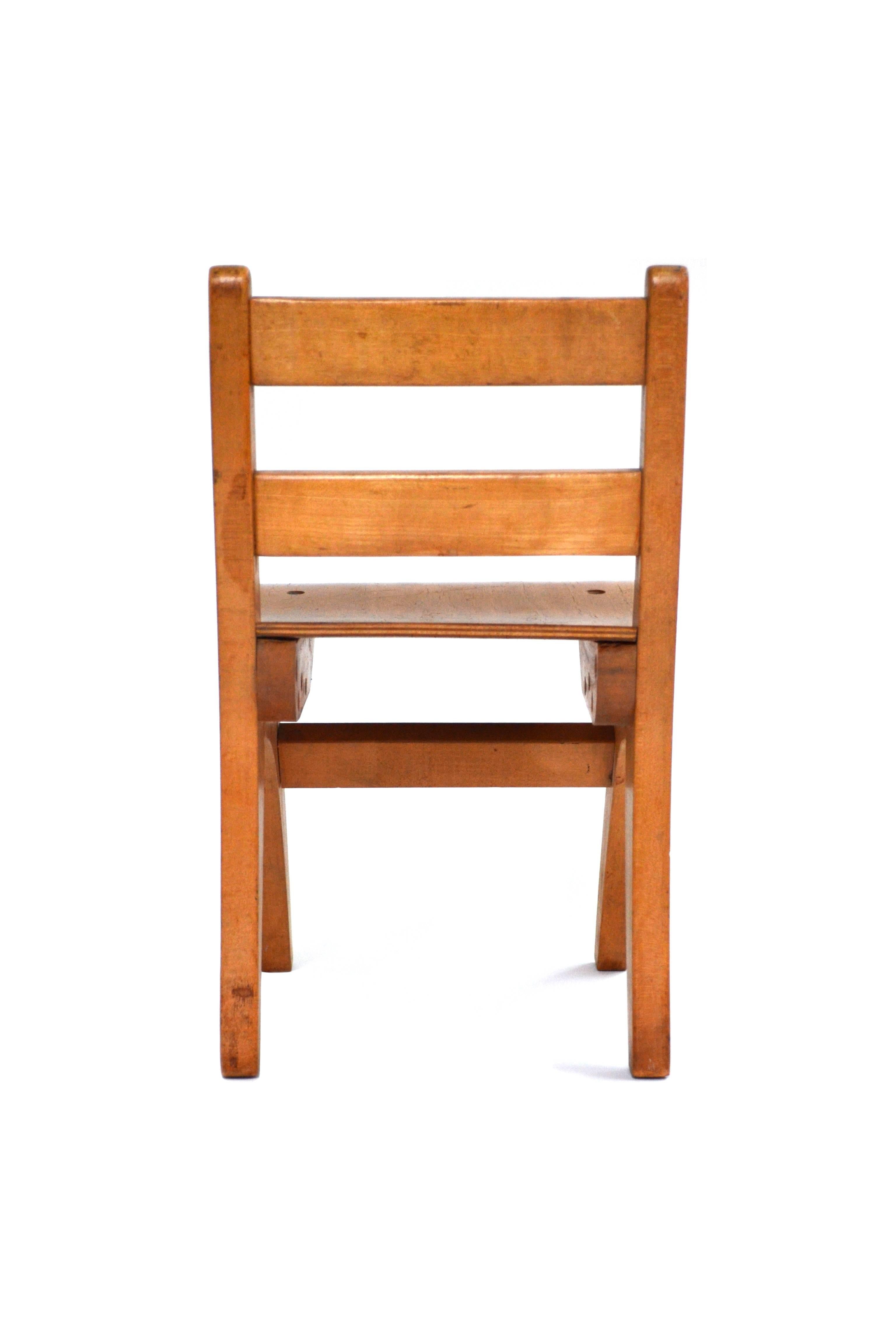 20th Century Slat Back Child Chair in Wood