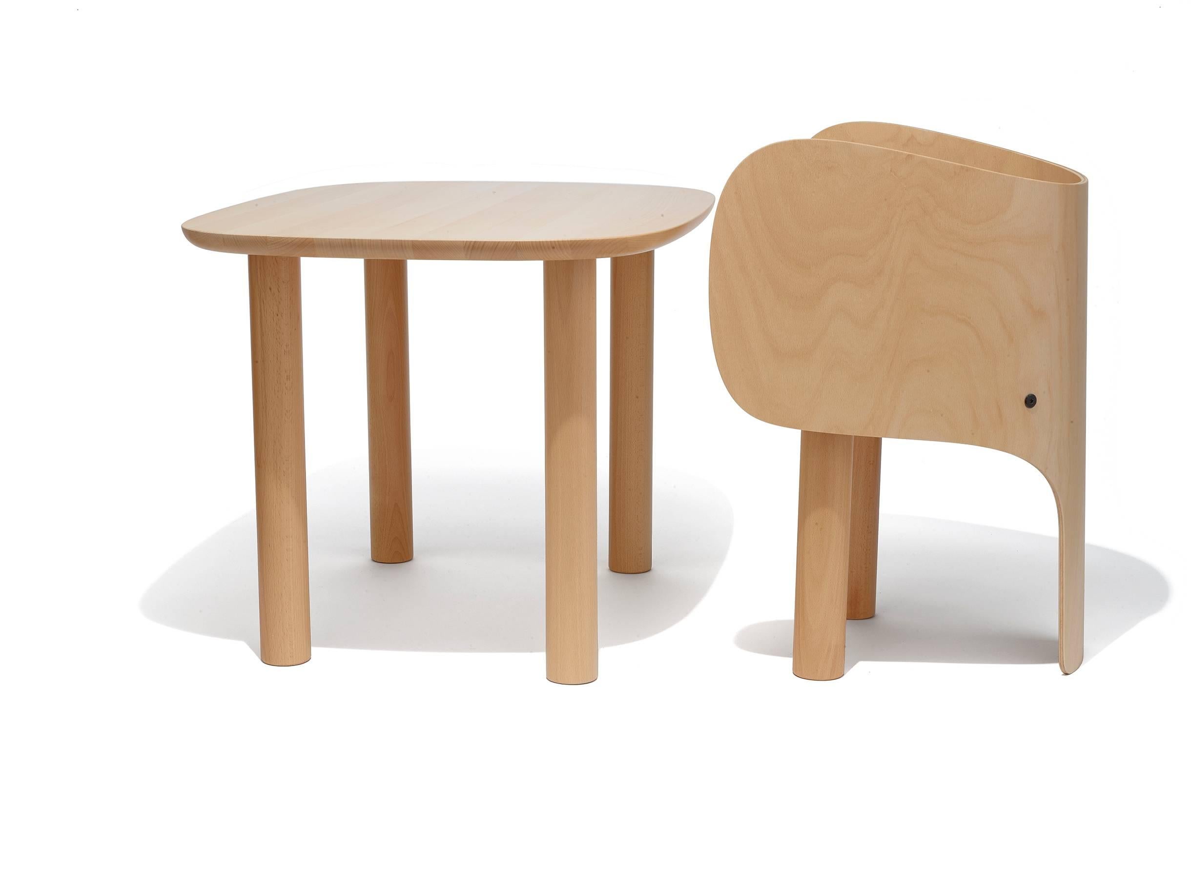 Elephant Child Table in Beech Wood by EO, Denmark In Excellent Condition For Sale In New York, NY