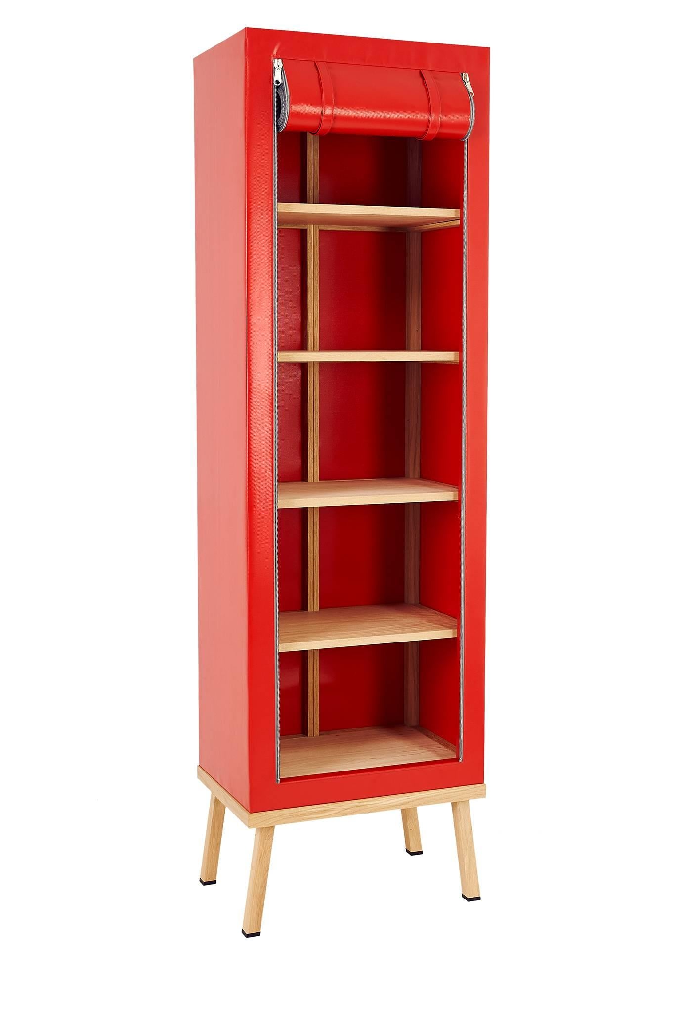 Visser and Meijwaard Truecolors Cabinet in Red PVC Cloth with Zipper Opening

Designed by Visser en Meijwaard 
Contemporary, Netherlands, 2015
PVC cloth, oakwood, rubber
H 78.75 in, W 23.75 in, D 15.75 in 

Lead time 8-10 weeks. 

Available in