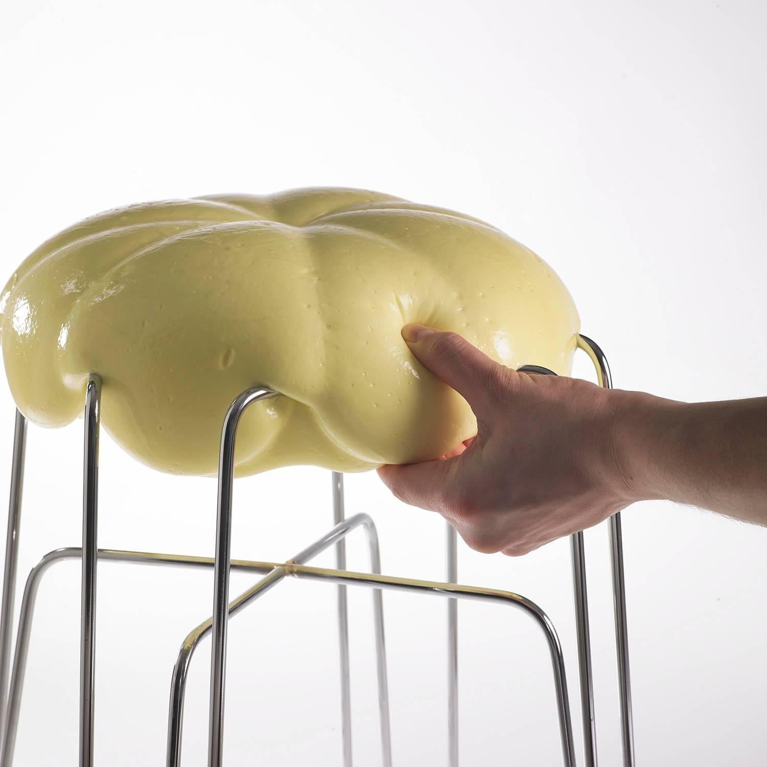 Marshmallow stool by Paul Ketz in Tennislove polyurethane foam and steel.

Designed by Paul Ketz
Contemporary, Germany, 2016
Polyurethane foam (non-toxic, UV stabile), steel
Measures: H 19.25 in, W 14.5 in, D 14.5 in

Each stool is unique as there