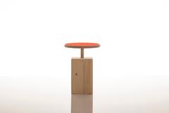 Adjustable Red Claus Child Stool Designed by Sirch and Bitzer in Spruce and Felt