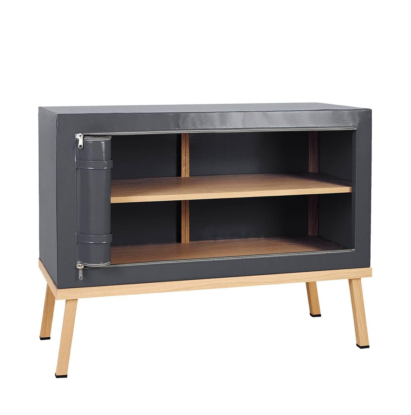 Visser and Meijwaard Truecolors Dresser or Credenza in Dark Grey PVC Cloth For Sale