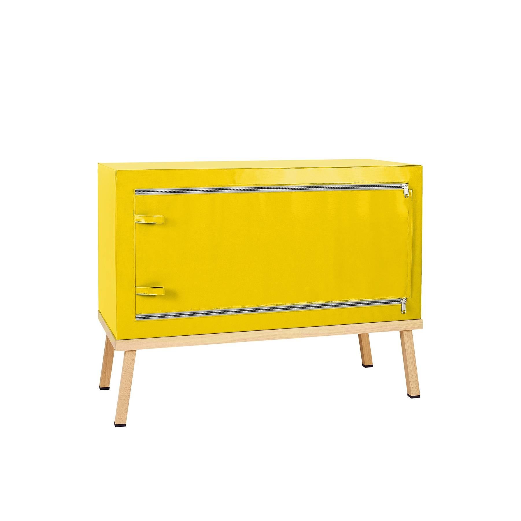 Visser and Meijwaard Truecolors Dresser or Credenza in Yellow PVC Cloth 

Designed by Visser en Meijwaard
Contemporary, Netherlands, 2015
PVC cloth, oakwood, rubber
Measure: H 33.25 in, W 42.75 in, D 19.25 in

Lead time 8-10 weeks

Available in