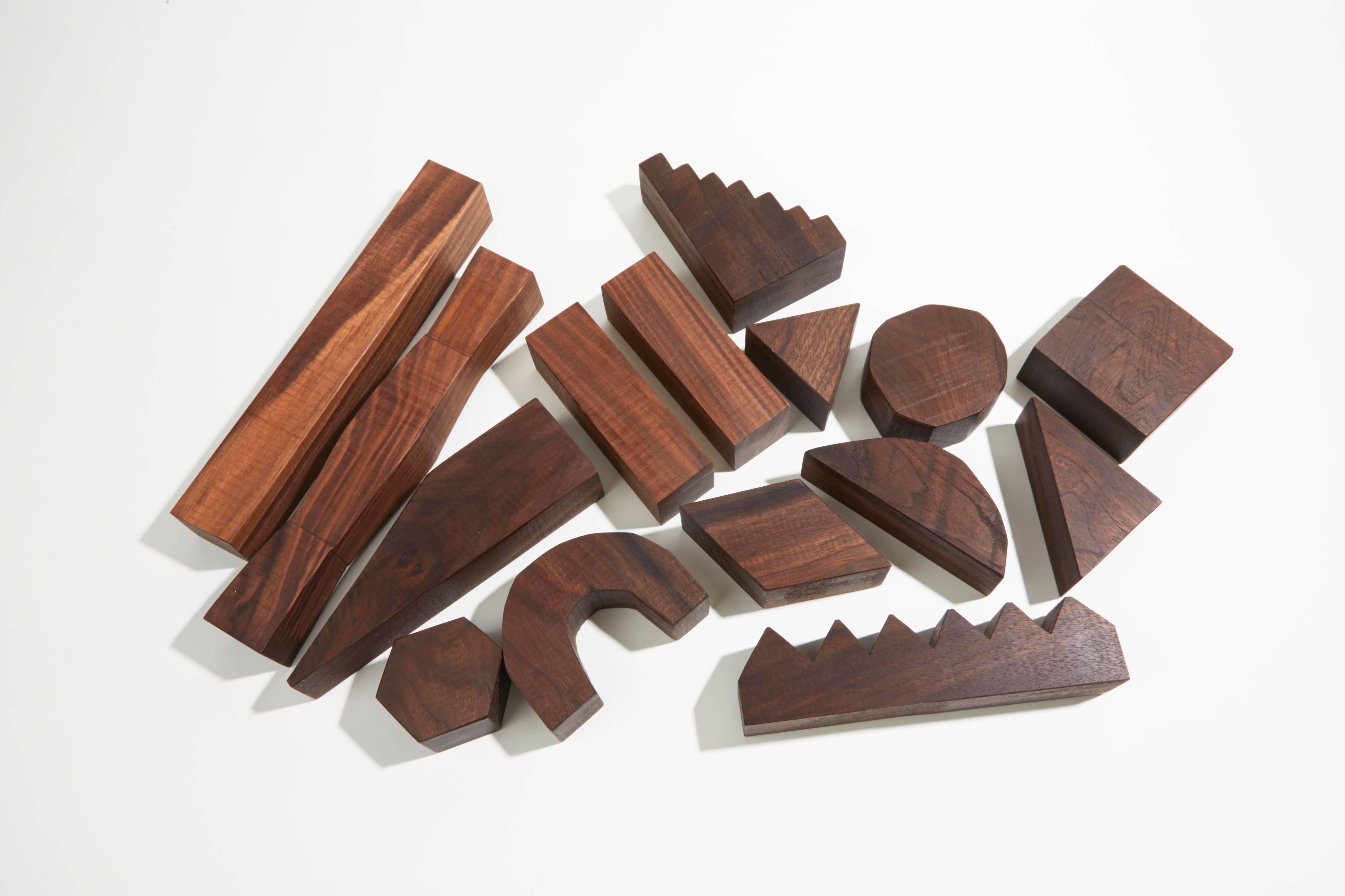 Sculptural Walnut Building Blocks by Fort Makers In Excellent Condition For Sale In New York, NY