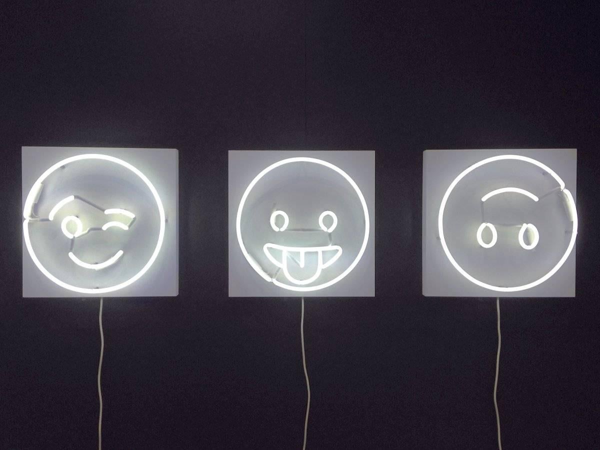 Fresh Faces for Inside Spaces Neon Wall Hanging by Lit, Alice Taranto Wink ;) Style

Contemporary, USA (Brooklyn NY), 2016
Glass neon tube on back panel
H 16 in, W 16 in, D3.75 in 
(neon diameter 14 in)

Wired to plug into outlet, with on/off switch