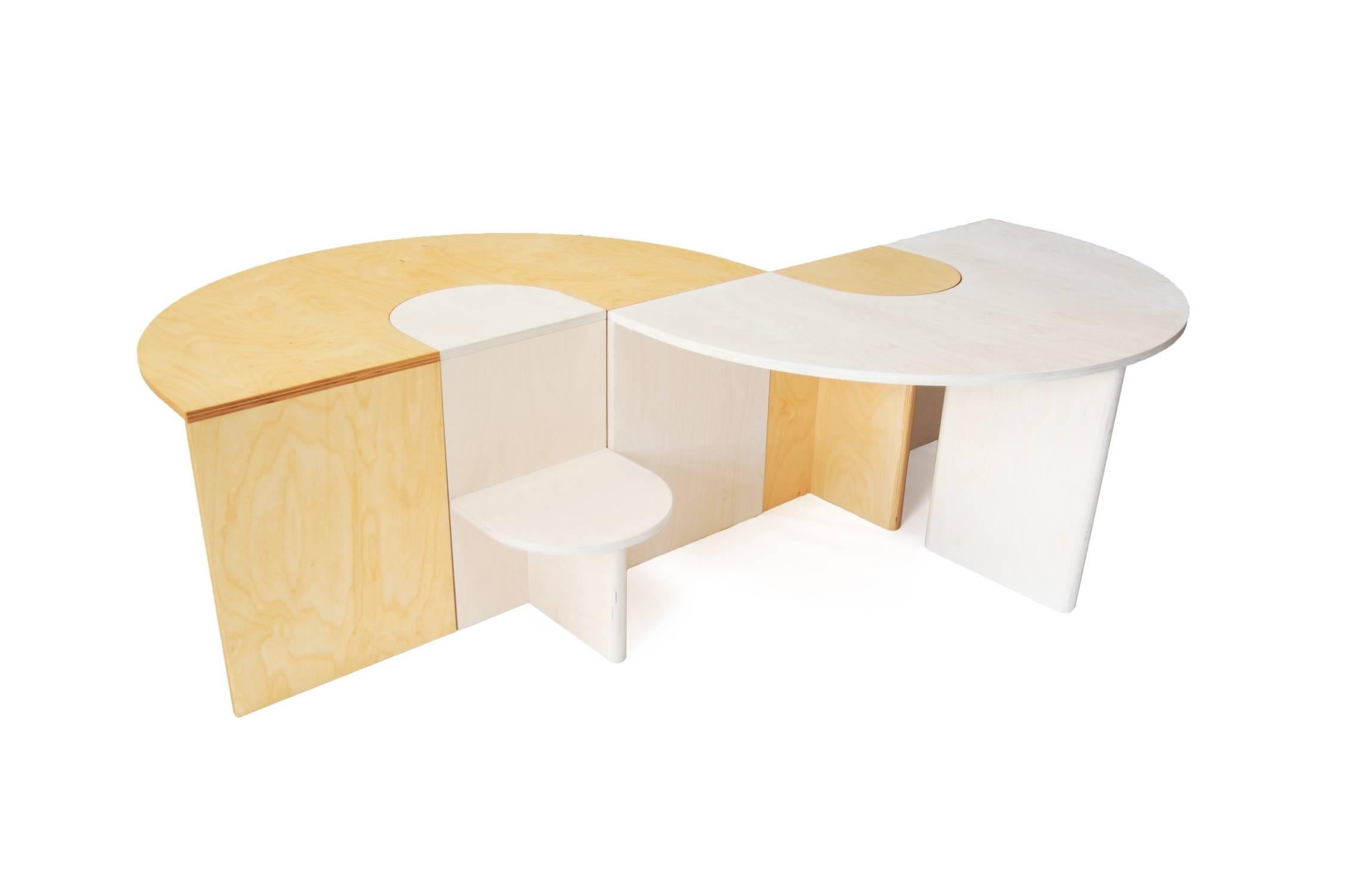 American Lunar Table and Eclipse Chair Play Set by Kinder Modern in Pure Birch Plywood For Sale