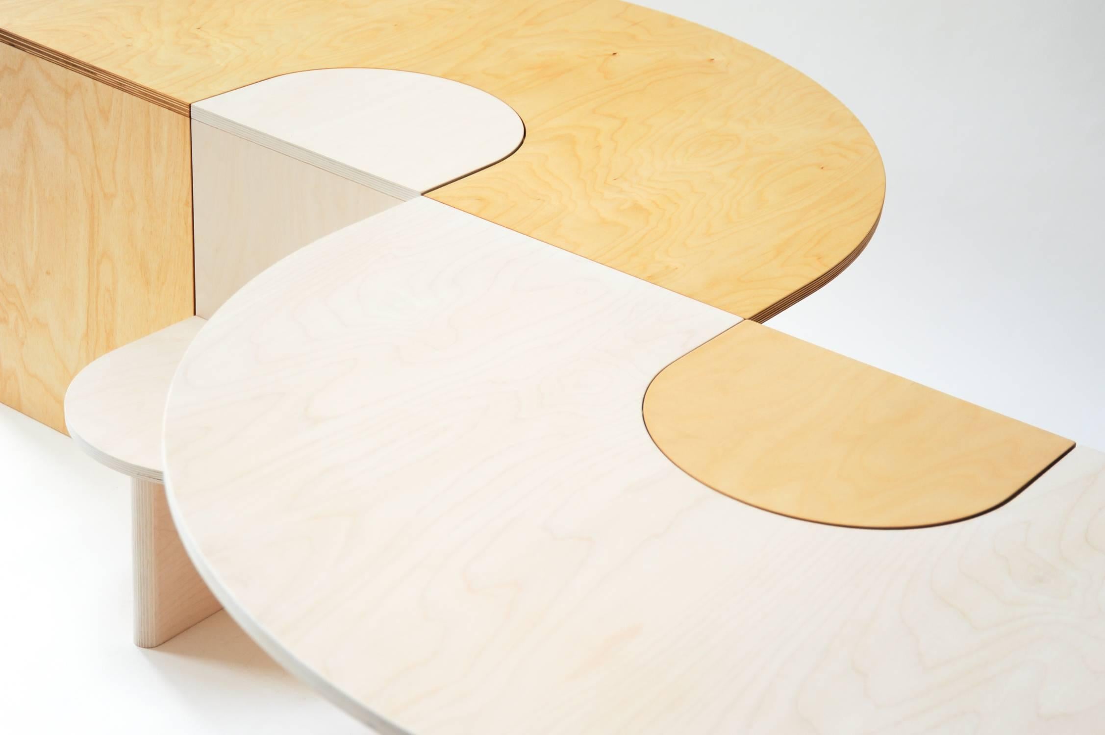 Contemporary Lunar Table and Eclipse Chair Play Set by Kinder Modern in Pure Birch Plywood For Sale