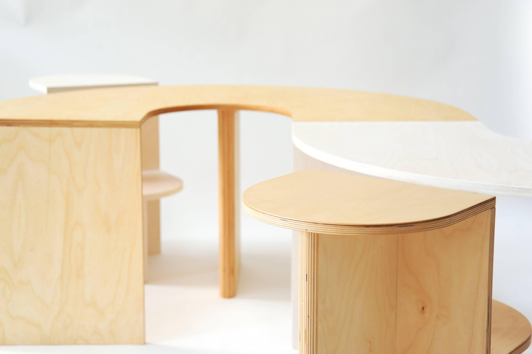 Lunar Table by Kinder Modern in Birch Plywood, USA, 2017 In Excellent Condition For Sale In New York, NY