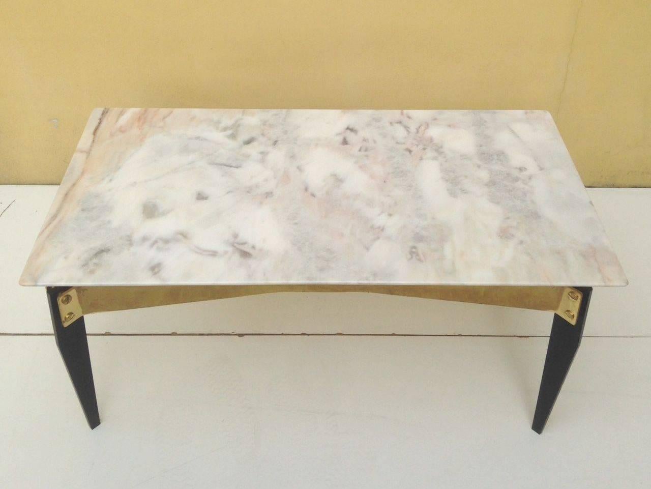 Brass 1950s Coffee Table Attributed to Melchiorre Bega