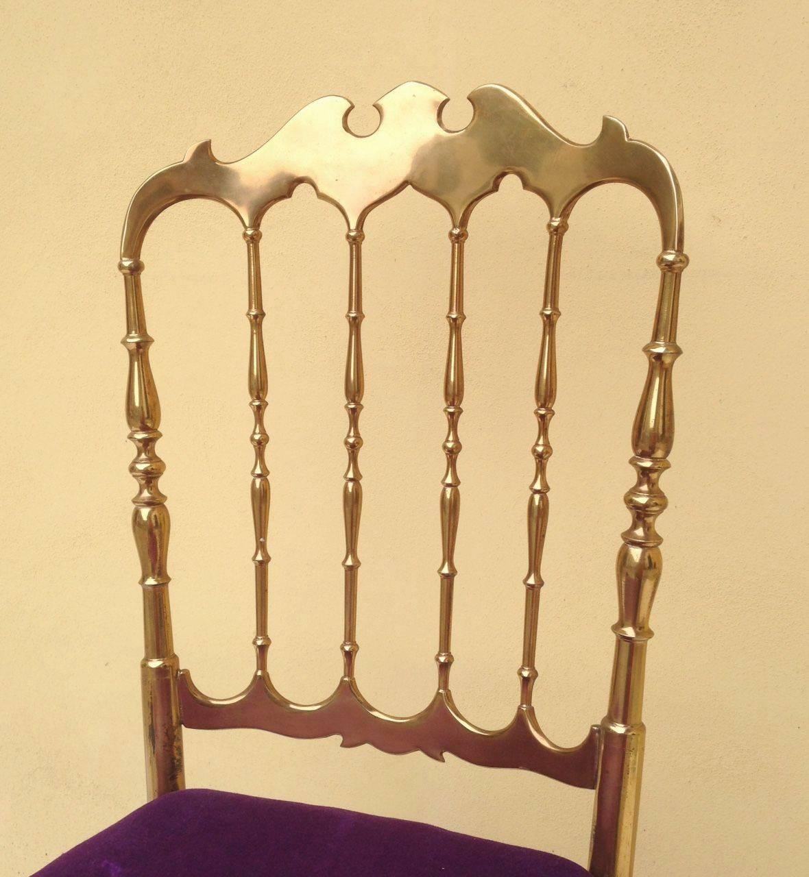 Mid-20th Century 1950s Set of Four Chiavarine Chairs in Brass For Sale