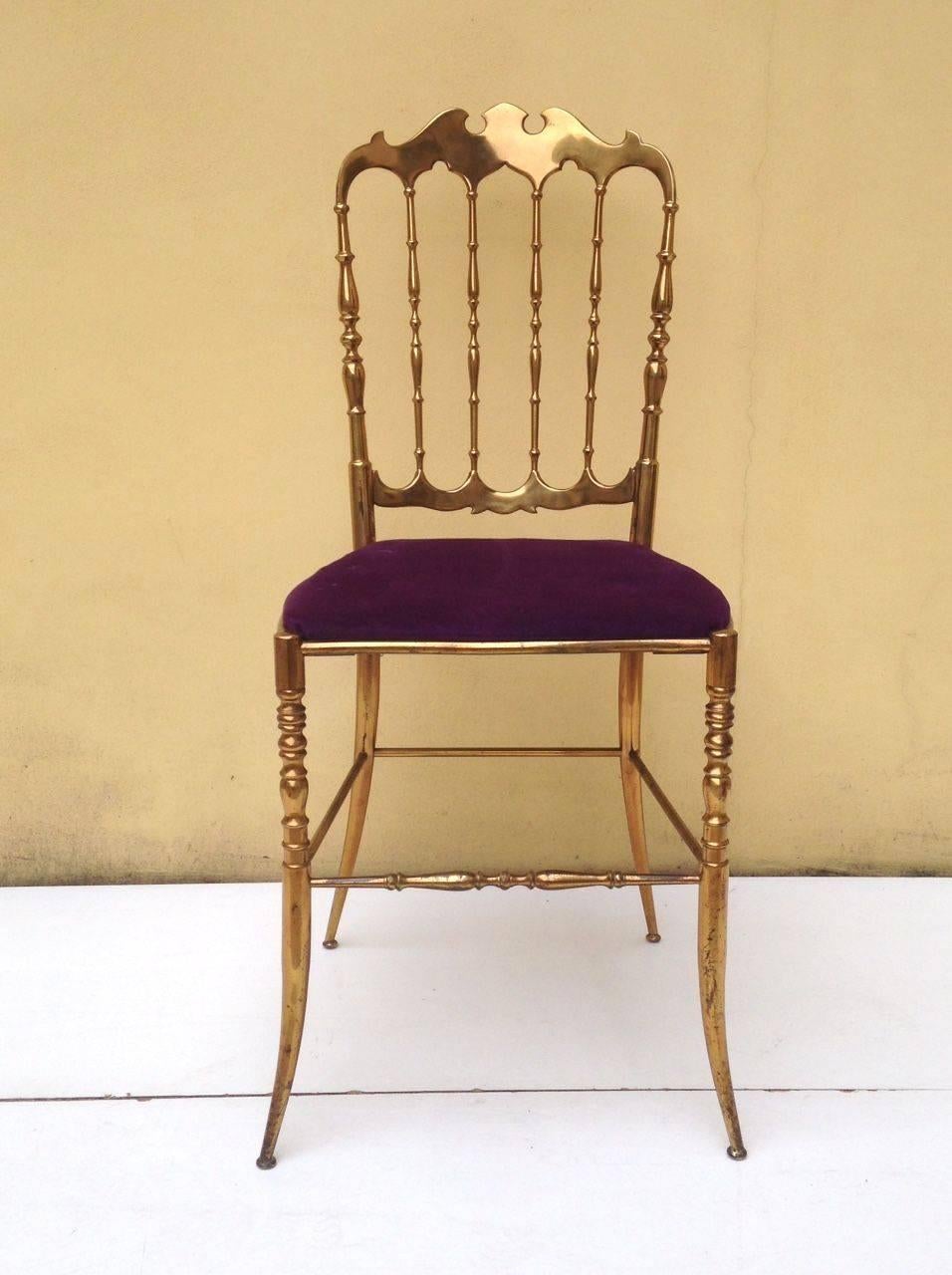 Four Chiavarine chairs in brass