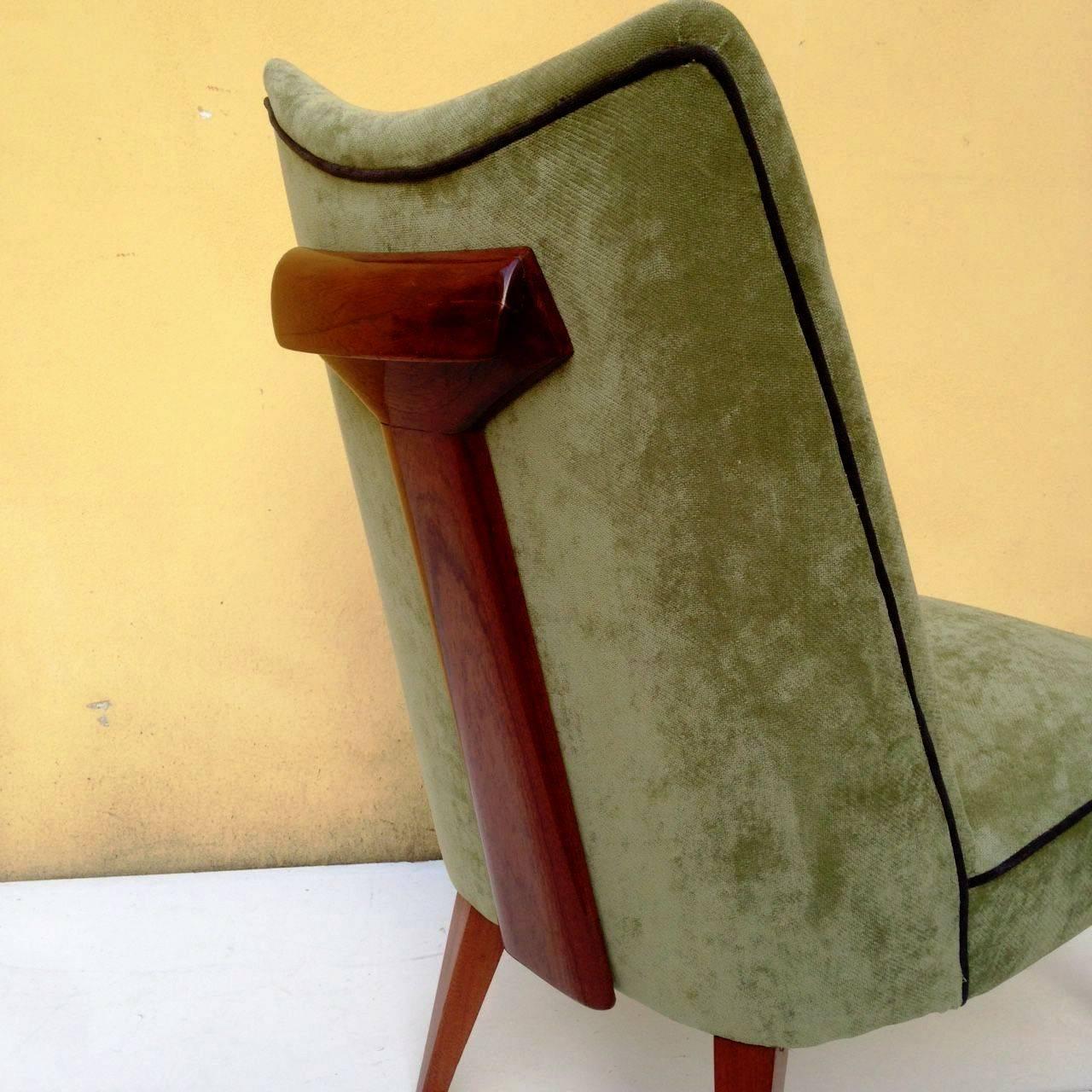 1940s Unique Pair of Side Chairs Attributed to Melchiorre Bega  1