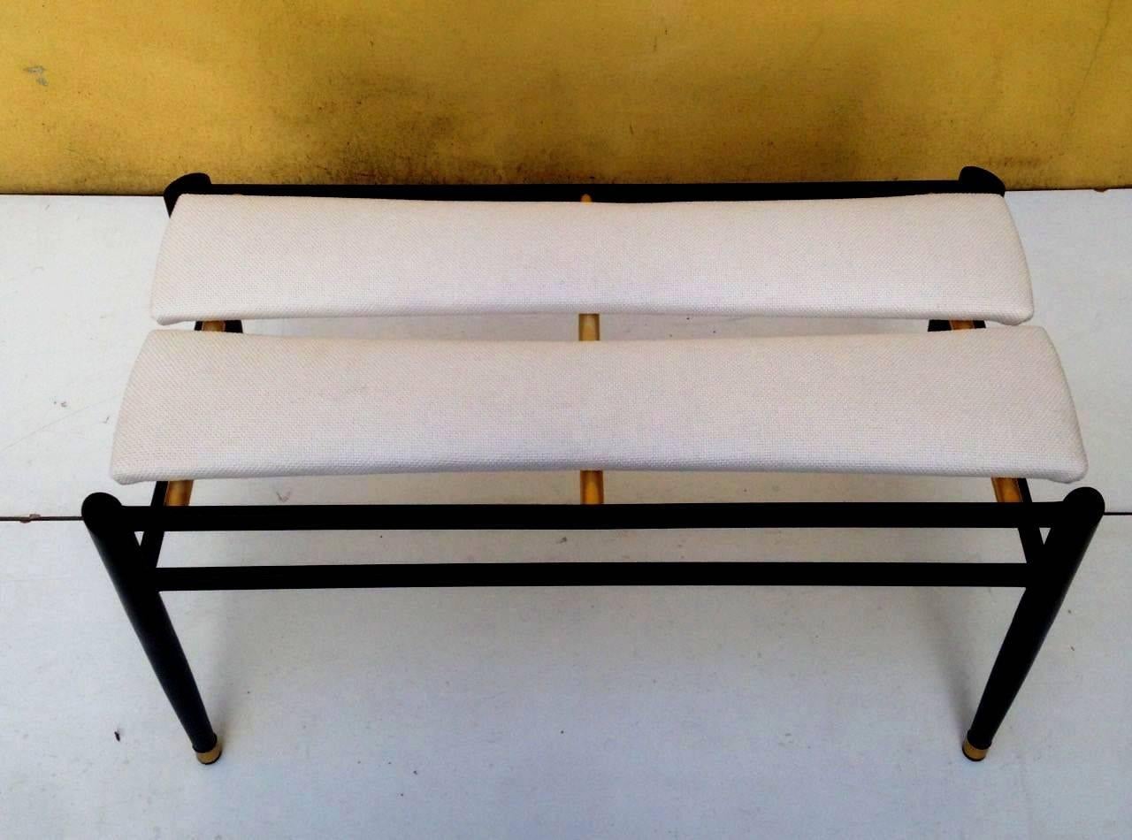 Exquisite bench in iron, aluminium and fabric seat , 
