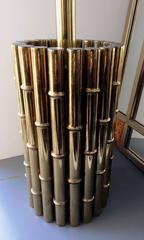 1970s Large Faux Bamboo Table Lamp Base in Brass