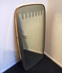 1950s Sleek Mirror with Brass Frame and Sandblasted Decor