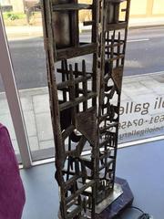 1950s Sculptural Pair of Important Cast Metal Lamps