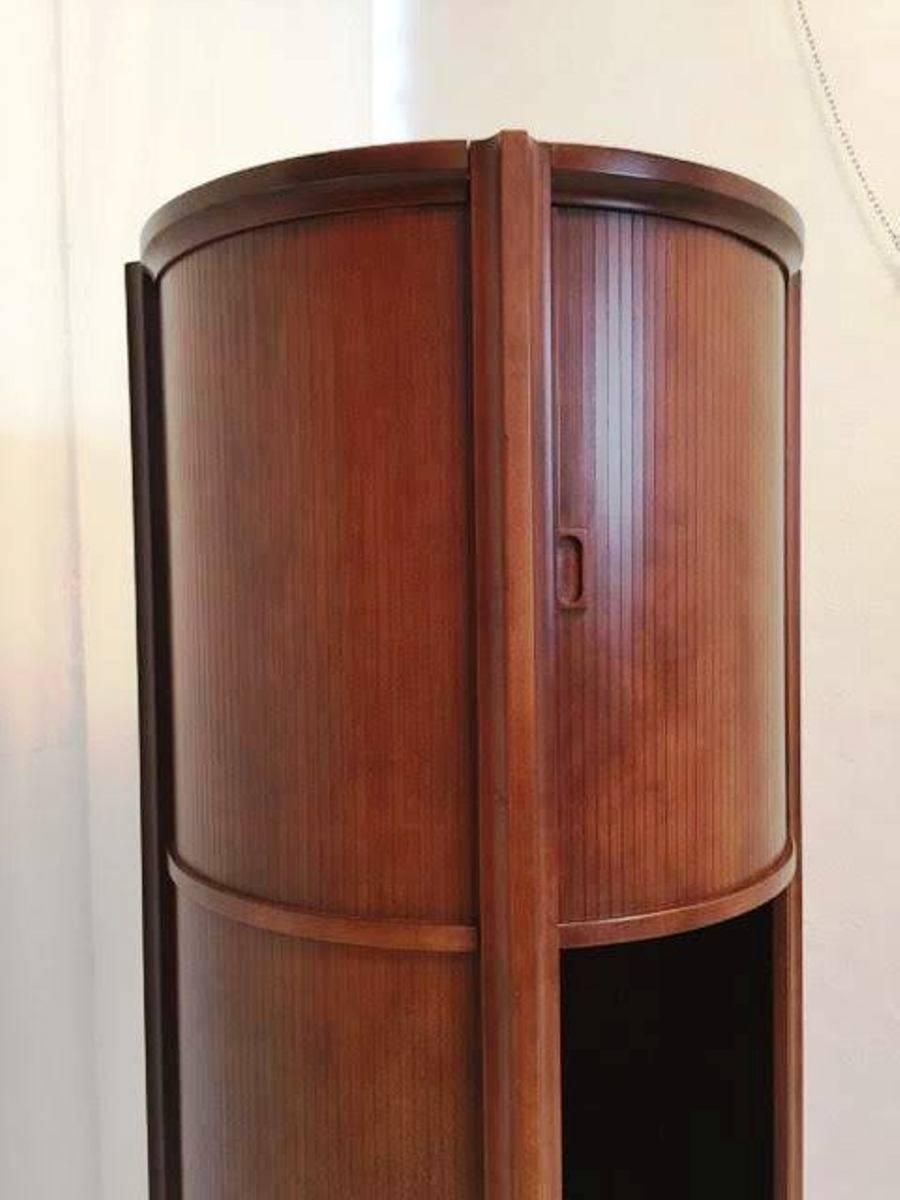 Late 20th Century 1970s Amazing Round Cabinet with Roller Shutter Doors For Sale