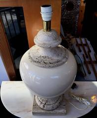 1970s Very Large Lamp Base in Ceramic and Travertine