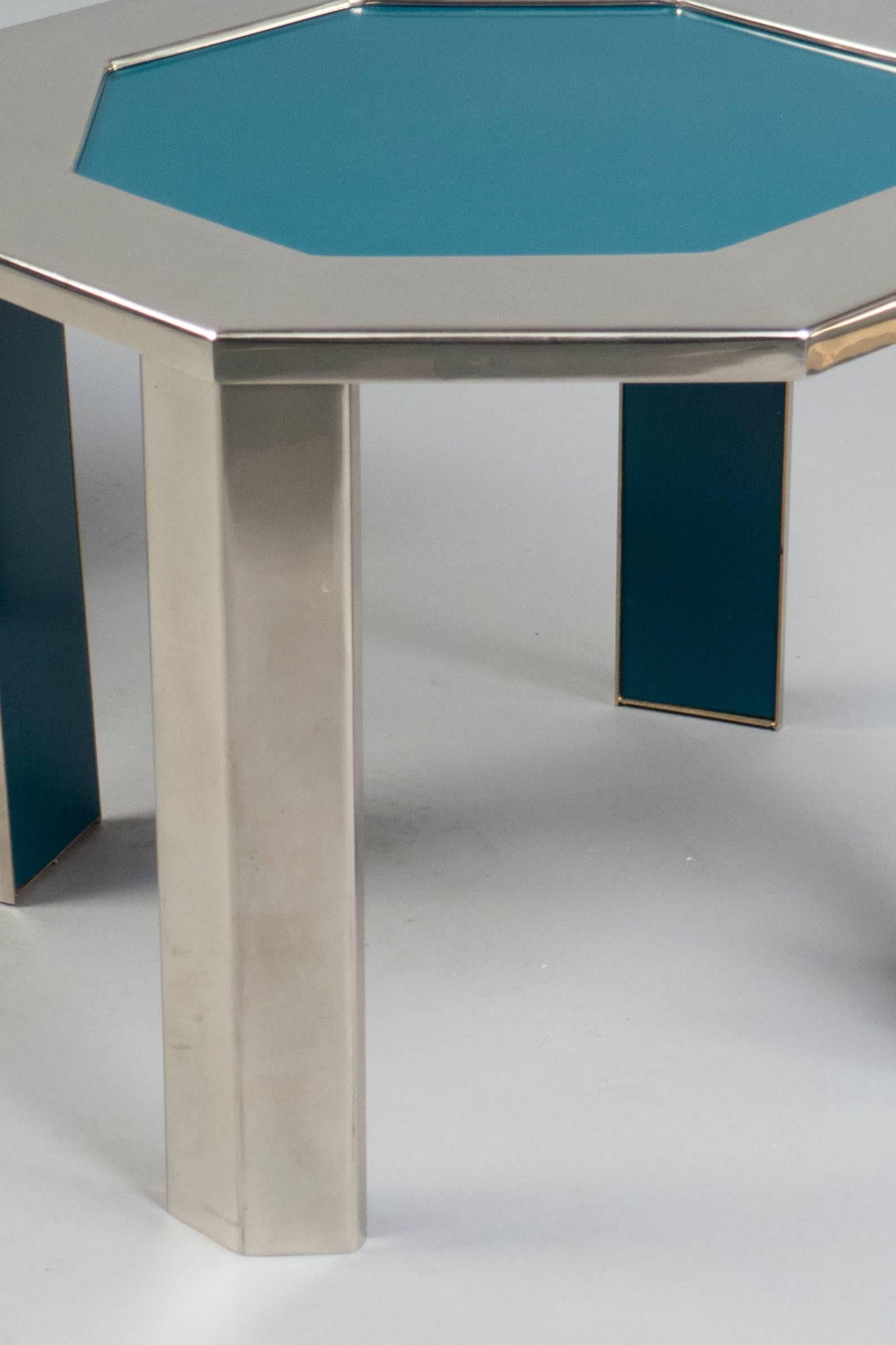Modern Pair of Steel and Formica Side Tables, France, 1970s