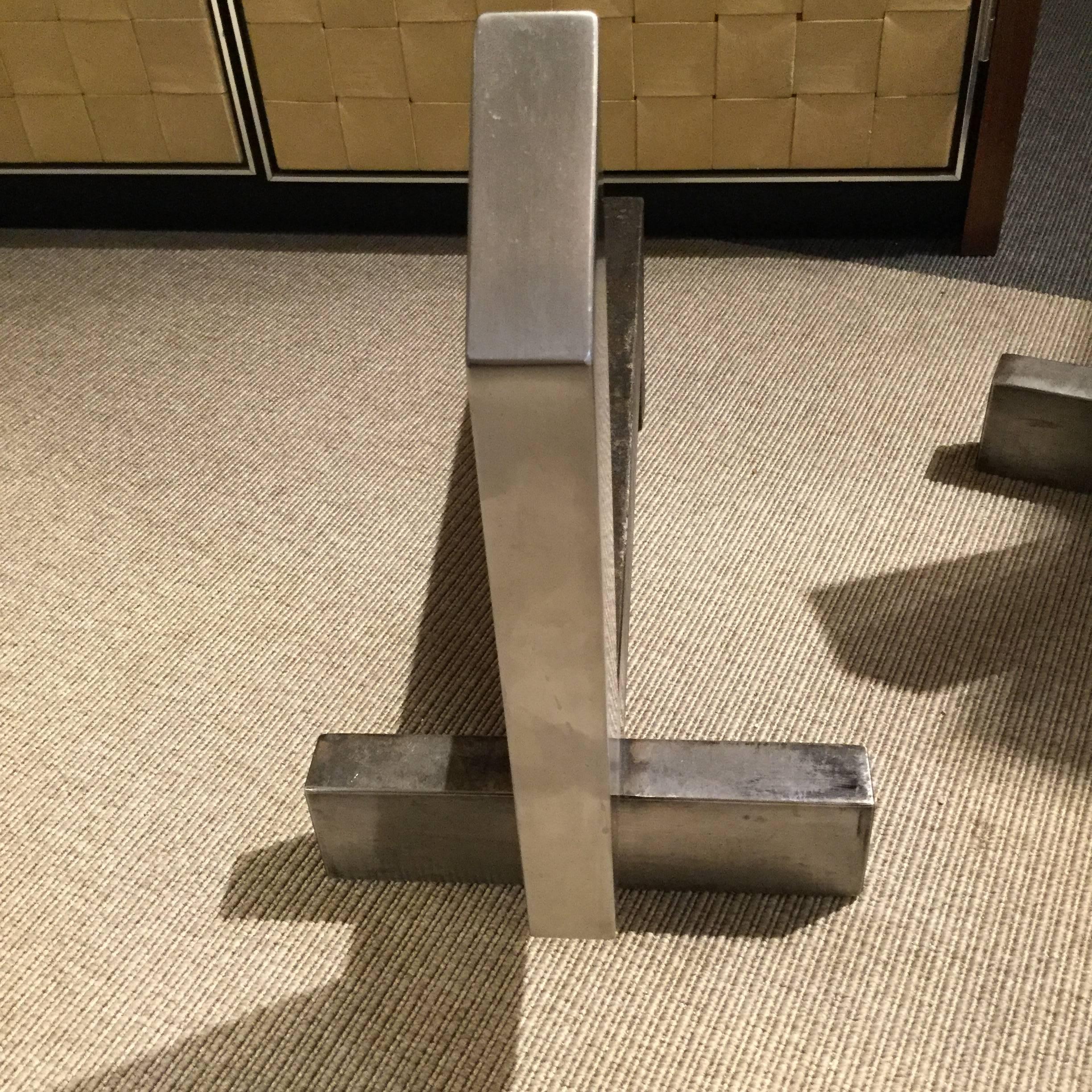 Mid-Century Modern Pair of Andirons, France, 1970s
