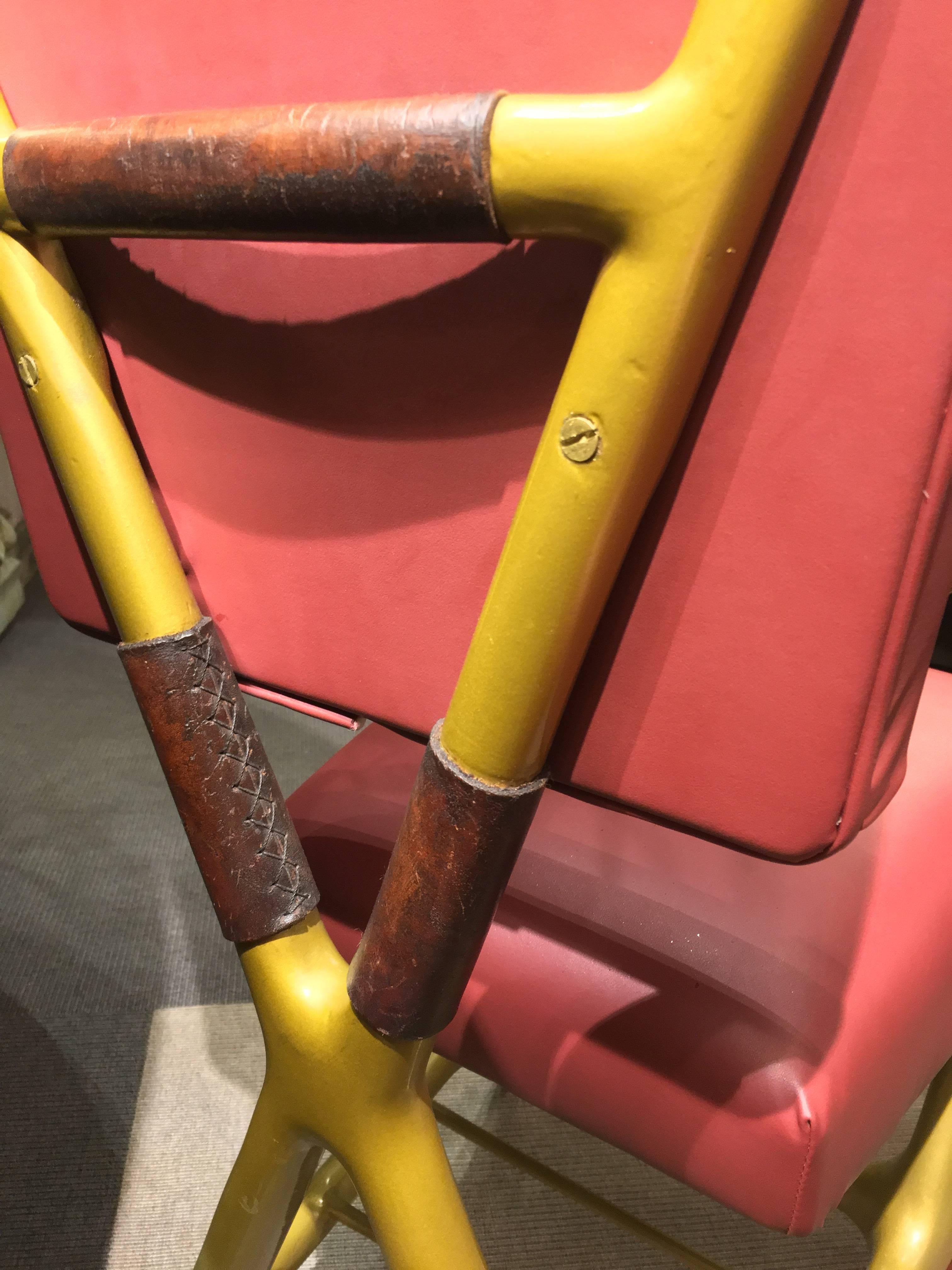 Cast brass structure with upholstered backs and seats. Chair designed for the train ETR 300 Settebello. With “Certificate of Authenticity” from the Gio Ponti Archives.
 