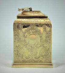 Robert Garrard I. George III Silver Gilt Tea Caddy, London, 1815