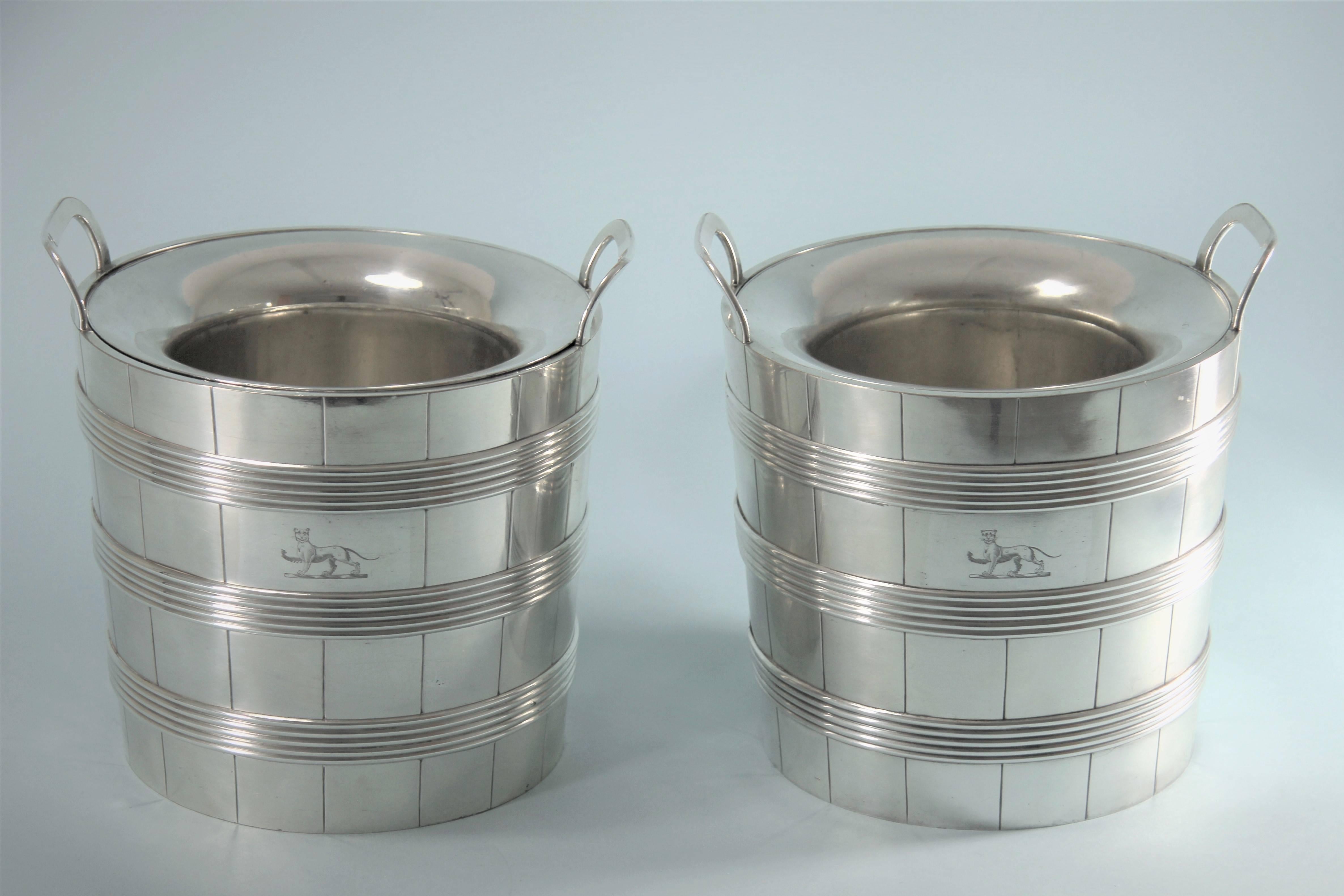 English George III Pair of Old Sheffield Plate Wine Coolers For Sale