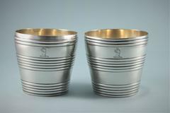 George III Sterling Silver Double Beaker in the Form of a Barrel, London, 1772